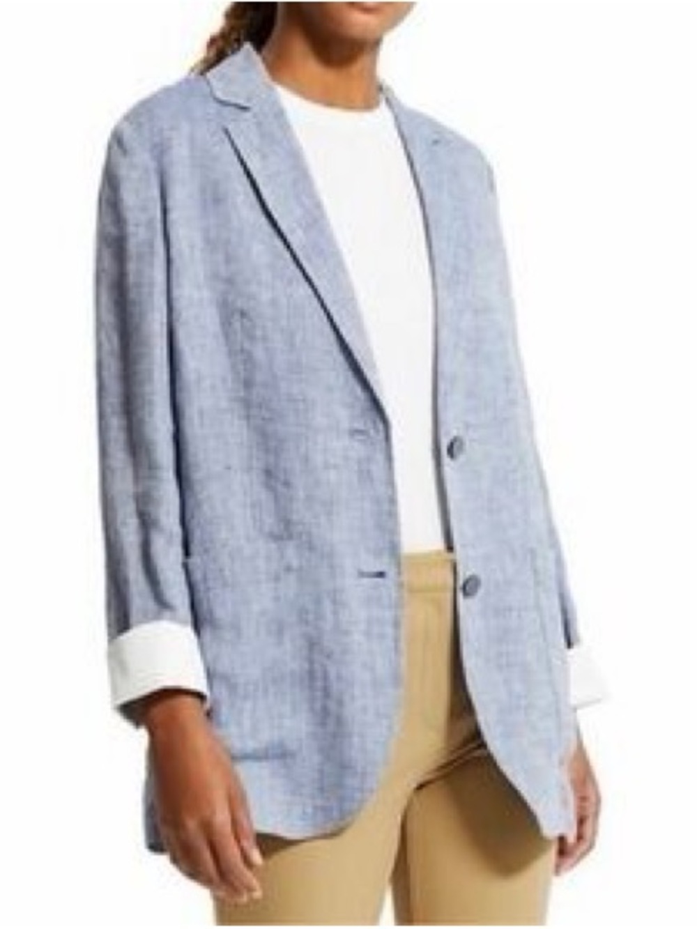 Theory 100% Hemp & Cotton Light Blue Relaxed Blazer Jacket 8
